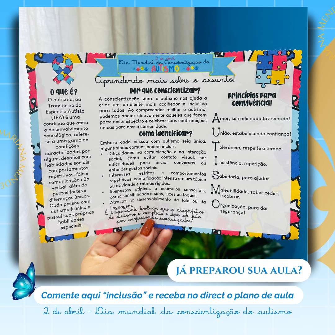 💬 Plano de aula completo gratuito - 🧩 DIA MUNDIAL DA CONSCIENTIZAÇÃO DO AUTISMO!
