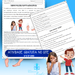 Ciências - Atividade Higiene pessoal na pré-adolescência (cecê e chulé)