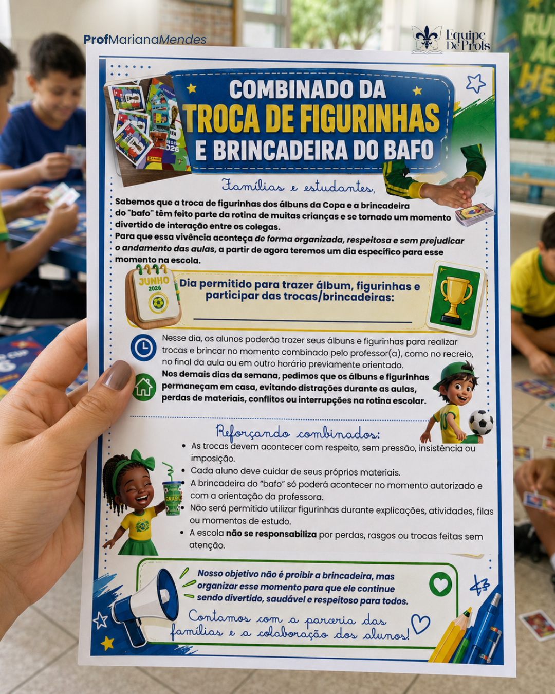 Combinado Escolar: Troca de Figurinhas e Brincadeira do Bafo