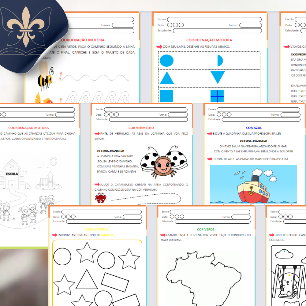 Caderno de Atividades Integradas – Desenvolvimento Infantil (Pré-Escola) Coordenação, Cores, Traçados e Alfabetização Inicial